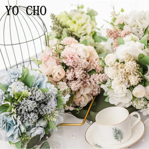 1 Bunch European Artificial Peony Rose Hydrangea Bouquet Silk Peonies-Bouquet-My Online Wedding Store