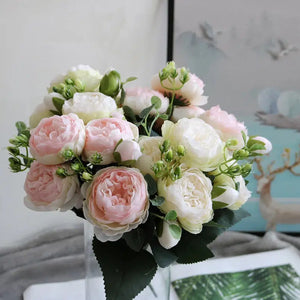 1 Bundle Silk Peony Bouquet Artificial Roses Flowers-Bouquet-My Online Wedding Store
