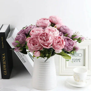 1 Bundle Silk Peony Bouquet Artificial Roses Flowers-Bouquet-My Online Wedding Store