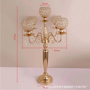 10 PCS/5 pcs Crystal Candelabras 75 CM Height 5-Arms Candle Holders-Candelabra-My Online Wedding Store