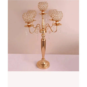 10 PCS/5 pcs Crystal Candelabras 75 CM Height 5-Arms Candle Holders-Candelabra-My Online Wedding Store