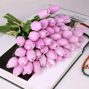 10 Pcs Faux Beautiful Real Touch Latex Tulips Artificial-Bouquet-My Online Wedding Store