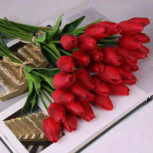 10 Pcs Faux Beautiful Real Touch Latex Tulips Artificial-Bouquet-My Online Wedding Store