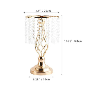 10 Pcs Gold/Silver Vase with Chandelier Crystals-Candelabra-My Online Wedding Store