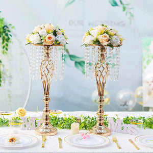 10 Pcs Gold/Silver Vase with Chandelier Crystals-Candelabra-My Online Wedding Store