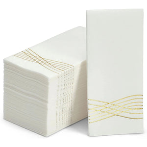100PCS Metallic Foil Stamped Line Pattern Paper Napkins Disposable Linen-Linen-My Online Wedding Store