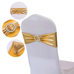 10/50/100Pcs Spandex Elastic Chair Sashes Band With Buckle-Linen-My Online Wedding Store
