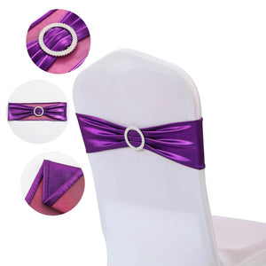 10/50/100Pcs Spandex Elastic Chair Sashes Band With Buckle-Linen-My Online Wedding Store