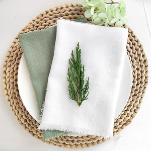 10PCS Sage Green Tassel Cloth Napkins Linen 40x40cm-Linen-My Online Wedding Store