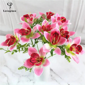 10Pcs/Bouquet Artificial Orchid-Bouquet-My Online Wedding Store