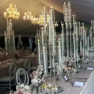 12pcs Wedding Centrepiece Candelabra Clear Candle Holder Acrylic Candlesticks-Candelabra-My Online Wedding Store