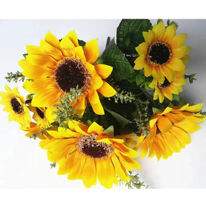 13 Heads Yellow Silk Sunflower Artificial Flowers 7 Branch/Bouquet-Bouquet-My Online Wedding Store