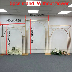 1/3/set New Gold Plated Outdoor Wedding Arch with Diagonal Multi Bar Background-Backdrops-My Online Wedding Store