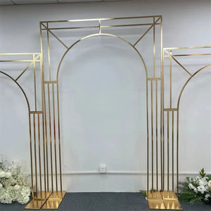 1/3/set New Gold Plated Outdoor Wedding Arch with Diagonal Multi Bar Background-Backdrops-My Online Wedding Store