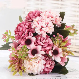 15 flower head silk hydrangea artificial flower-Bouquet-My Online Wedding Store