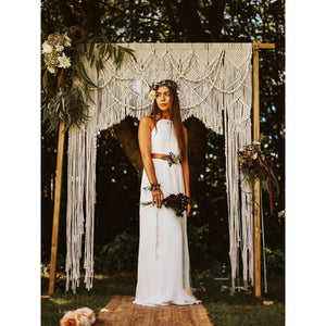 180*200cm Handmade Cotton Macrame Wedding Backdrop Curtain Bohemia Tassel-Backdrops-My Online Wedding Store