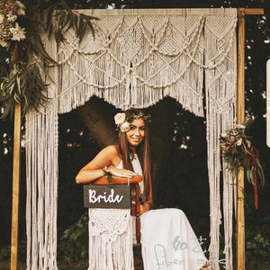 180*200cm Handmade Cotton Macrame Wedding Backdrop Curtain Bohemia Tassel-Backdrops-My Online Wedding Store