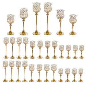 18pcs/30pcs Crystal Candle Holders Bulk Shiny CandleStick Centrepieces-Centrepiece-My Online Wedding Store
