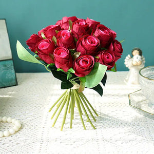 18pcs/lot Rose Artificial Flowers Wedding Bouquet Silk Rose Flower-Bouquet-My Online Wedding Store