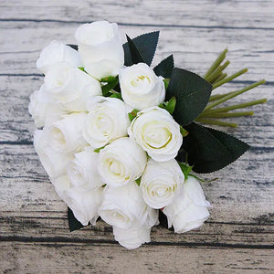 18pcs/lot Rose Artificial Flowers Wedding Bouquet Silk Rose Flower-Bouquet-My Online Wedding Store