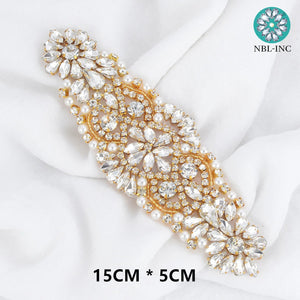 (1PC) Rhinestones bridal belt diamond gold wedding dress belt crystal-Wedding Belt-My Online Wedding Store