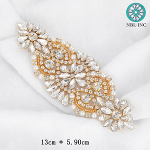 (1PC) Rhinestones bridal belt diamond gold wedding dress belt crystal-Wedding Belt-My Online Wedding Store