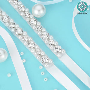 (1PC)Rhinestone Bridal belt wedding with crystal diamond pearl-Wedding Belt-My Online Wedding Store