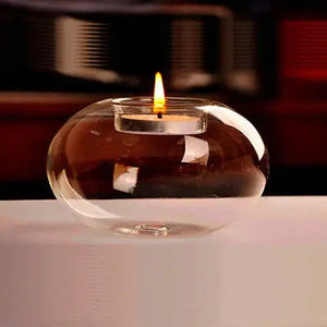 1Pcs Clear Round Hollow Heat Resistant Glass Crystal Candle Holders 8/10/12CM-Centrepiece-My Online Wedding Store