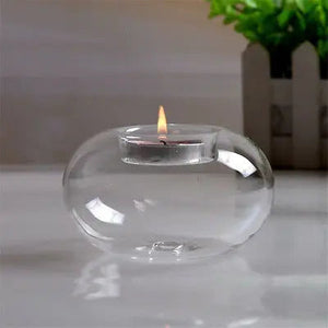1Pcs Clear Round Hollow Heat Resistant Glass Crystal Candle Holders 8/10/12CM-Centrepiece-My Online Wedding Store