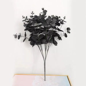 20 Heads 5 Branches Black Colorful Artificial Eucalyptus Leaves-Bouquet-My Online Wedding Store