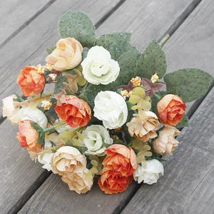 21 Heads Silk Rose Peony Bouquet Artificial Flowers-Bouquet-My Online Wedding Store