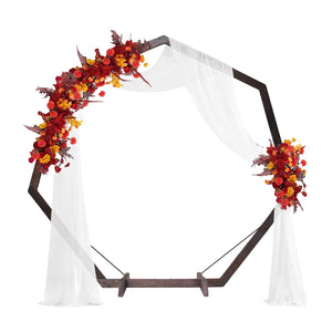210cm Heptagonal Wooden Wedding Arch Garden Rustic Ceremony Arbor Frame-Backdrops-My Online Wedding Store