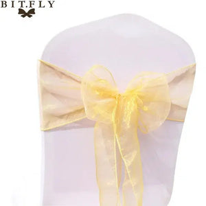 25PCs/Set Sheer Organza Tull Fabric Chair Cover Sash-Linen-My Online Wedding Store