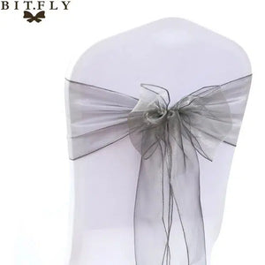 25PCs/Set Sheer Organza Tull Fabric Chair Cover Sash-Linen-My Online Wedding Store