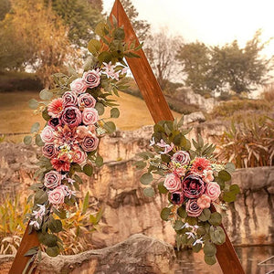 2pcs Artificial Wedding Arch Flowers Kit Pink Rose Arbor Arrangement-Floral Arrangements-My Online Wedding Store