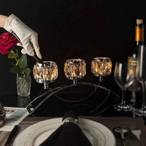 3 Arms Candelabras Crystal Tealight Candlesticks-Candelabra-My Online Wedding Store