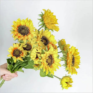 3 Heads One Bouquet Sunflower Plants Flowers Props-Bouquet-My Online Wedding Store