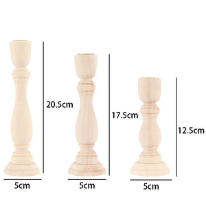 3 Sizes Candle Holders Retro Unpainted Wood Classic Craft Candle Holders-Centrepiece-My Online Wedding Store