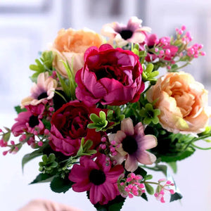 30cm High Quality Peony Flowers Silk Artificial Bouquet-Bouquet-My Online Wedding Store