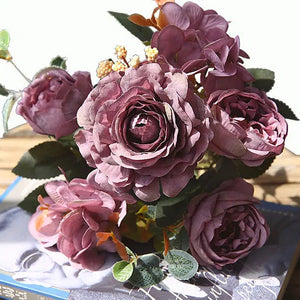30cm Rose Pink Silk Peony Artificial Flowers Bouquet 5 Big Head and 4-Bouquet-My Online Wedding Store