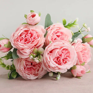 30cm Rose Pink Silk Peony Artificial Flowers Bouquet 5 Big Head and 4-Bouquet-My Online Wedding Store
