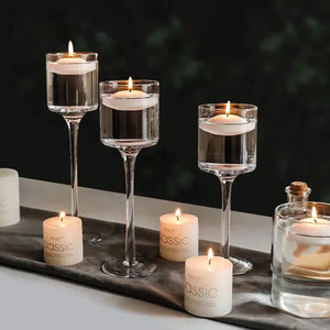 3PCS/Set Glass Candle Holders Simple Goblet Candles Candleholder-Centrepiece-My Online Wedding Store
