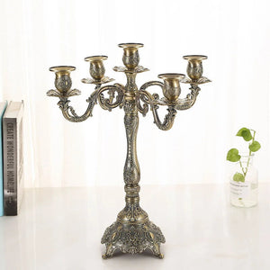 5-arms Zinc Alloy Bronze Color Candle Holders Wedding Candlesticks-Candelabra-My Online Wedding Store