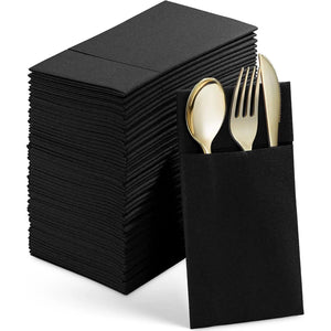 50PCS Disposable Linen-Feel Dinner Napkins with Built-in Flatware Pocket-Linen-My Online Wedding Store