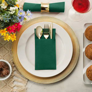 50PCS Disposable Linen-Feel Dinner Napkins with Built-in Flatware Pocket-Linen-My Online Wedding Store