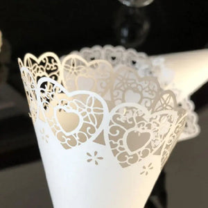 50pcs Laser Cut Love Heart Lace Wedding Favors Confetti Cones-My Online Wedding Store