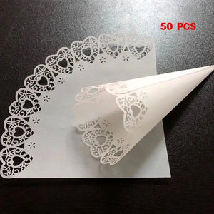 50pcs Laser Cut Love Heart Lace Wedding Favors Confetti Cones-My Online Wedding Store