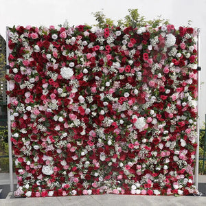 5D Green Leaf Rose Peony Roll Up Cloth Flower Wall-Backdrops-My Online Wedding Store