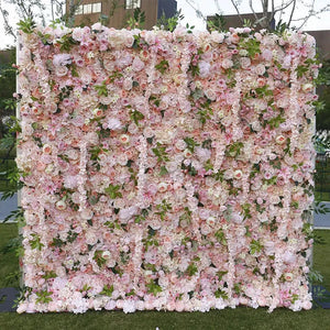 5D Green Leaf Rose Peony Roll Up Cloth Flower Wall-Backdrops-My Online Wedding Store