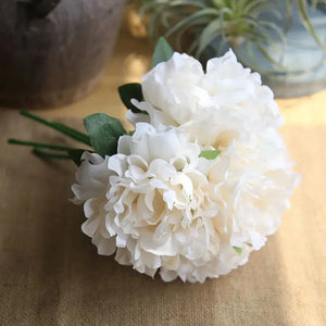 5pcs white artificial silk peony big-Bouquet-My Online Wedding Store